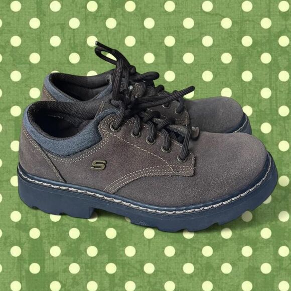 Skechers Shoes - Brown Suede Sketchers Chunky Parties-Mate Oxford Shoes